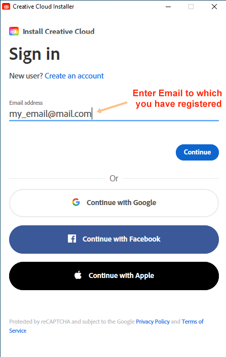 Enter Email in Program