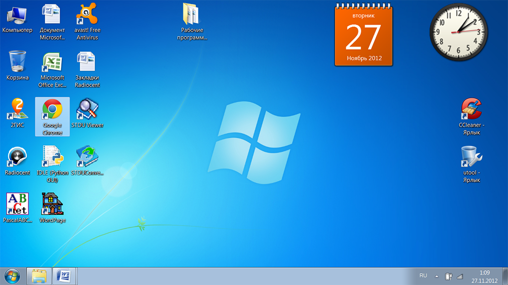 Microsoft Windows 7 Рабочий Стол