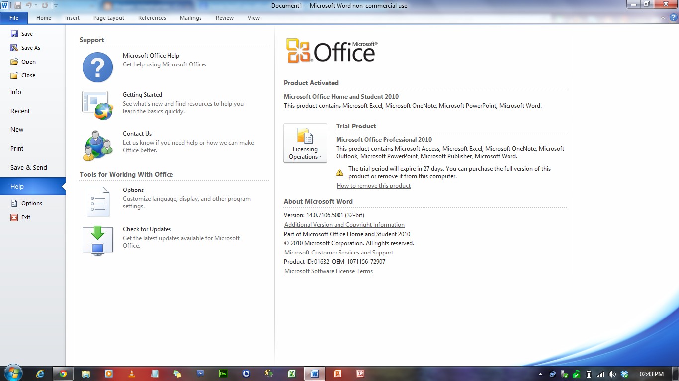 Microsoft Office 2010 home and Learning Download for Windows