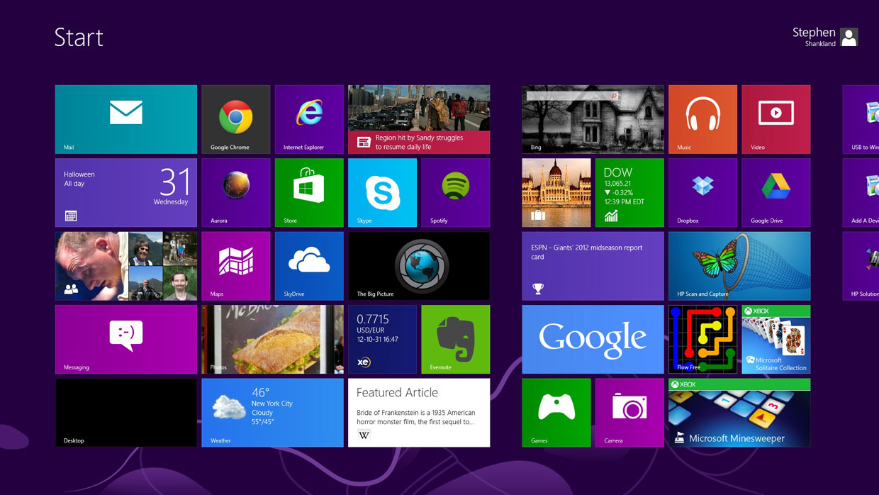 Microsoft Windows 8.1 Metro UI tiles